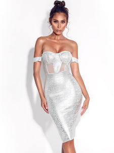 Silver Metallic Bandage Dress