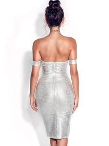 Silver Metallic Bandage Dress
