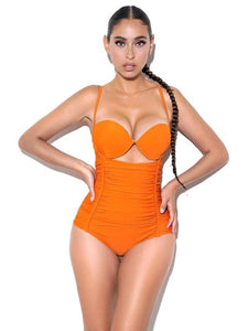 Rust Ruched One-Piece Swimsuit