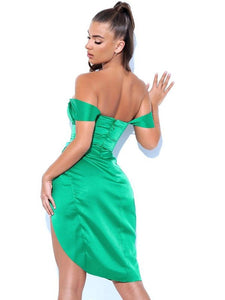 Green Satin Corset Dress